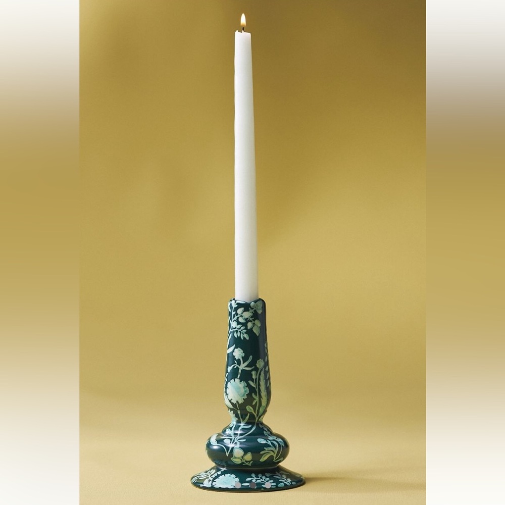 Anthropologie Floral Candlestick Holder